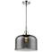Caden Bell 12"W Polished Chrome Stem Hung Mini Pendant w/ Smoke Shade