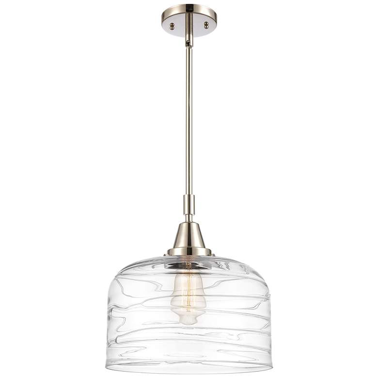 Image 1 Caden Bell 12"W Polished Nickel Stem Hung Mini Pendant w/ Deco Swirl S