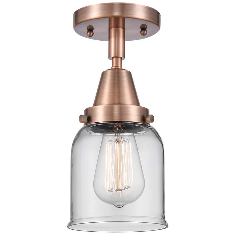 Image 1 Caden Bell 5" Flush Mount - Antique Copper - Clear Shade