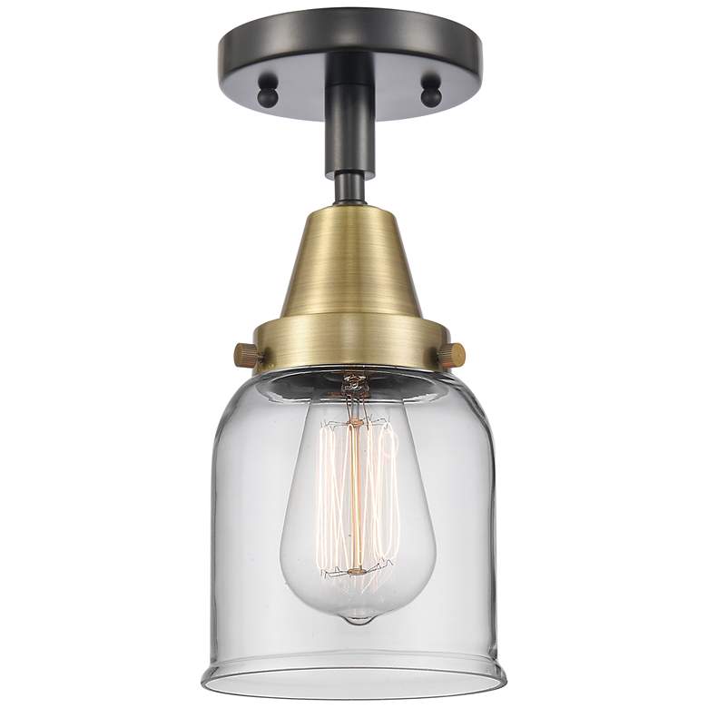 Image 1 Caden Bell 5" Flush Mount - Black Antique Brass - Clear Shade