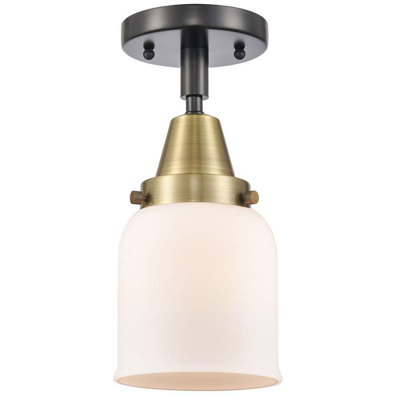 Image 1 Caden Bell 5" Flush Mount - Black Antique Brass - Matte White Shade