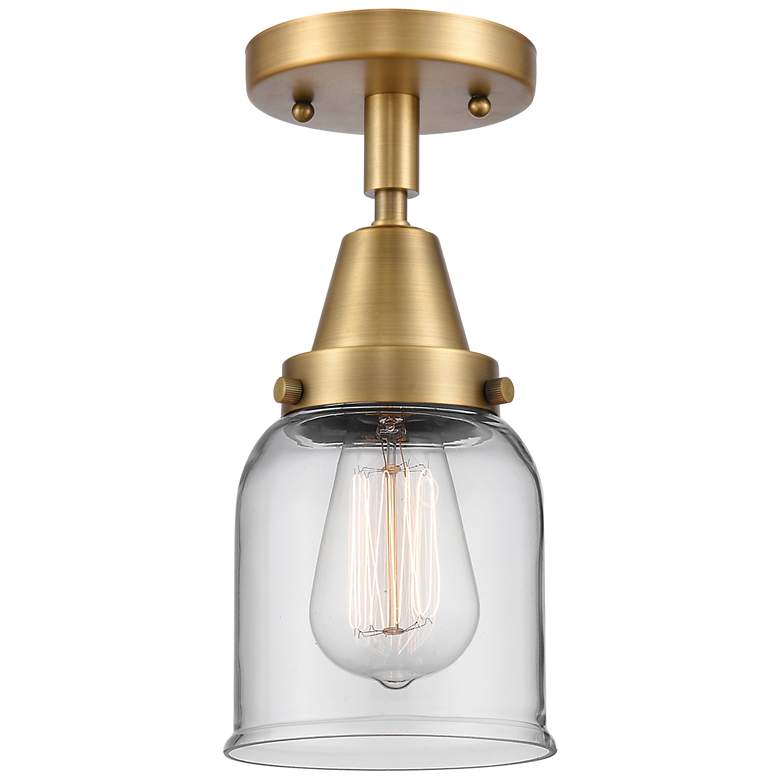 Image 1 Caden Bell 5" Flush Mount - Brushed Brass - Clear Shade