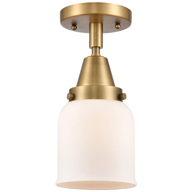 Image 1 Caden Bell 5" Flush Mount - Brushed Brass - Matte White Shade