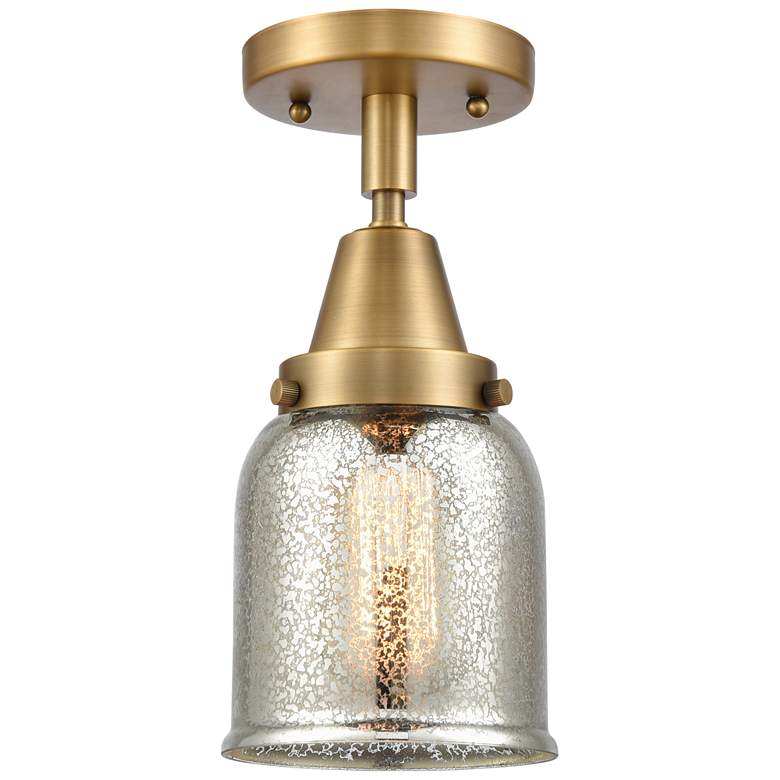 Image 1 Caden Bell 5" Flush Mount - Brushed Brass - Silver Mercury Shade