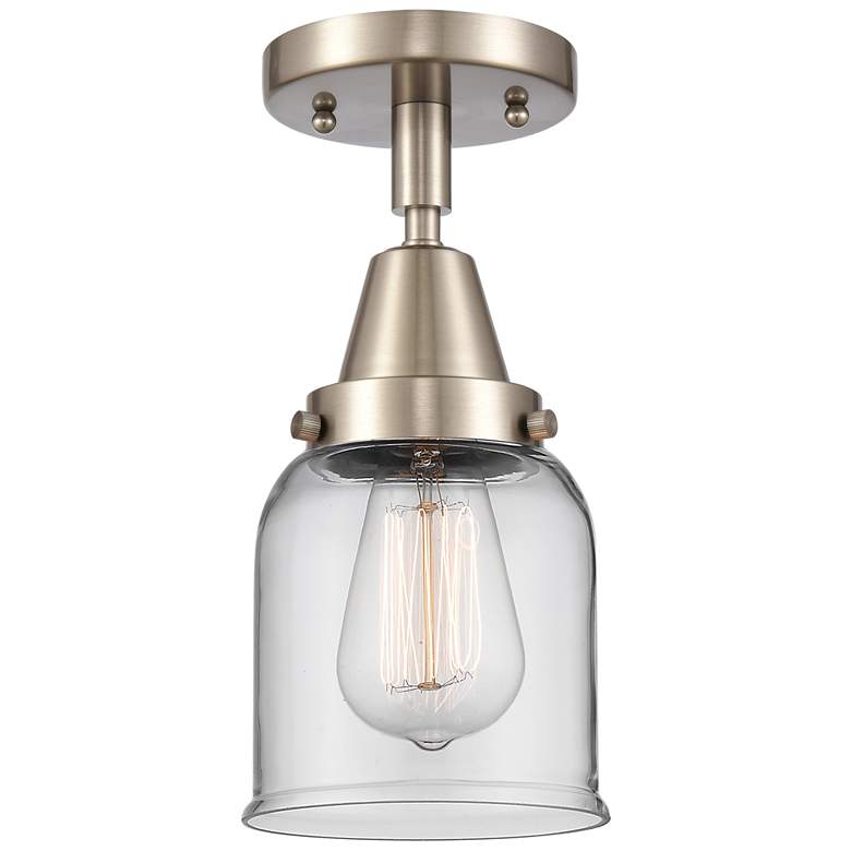 Image 1 Caden Bell 5" Flush Mount - Brushed Satin Nickel - Clear Shade
