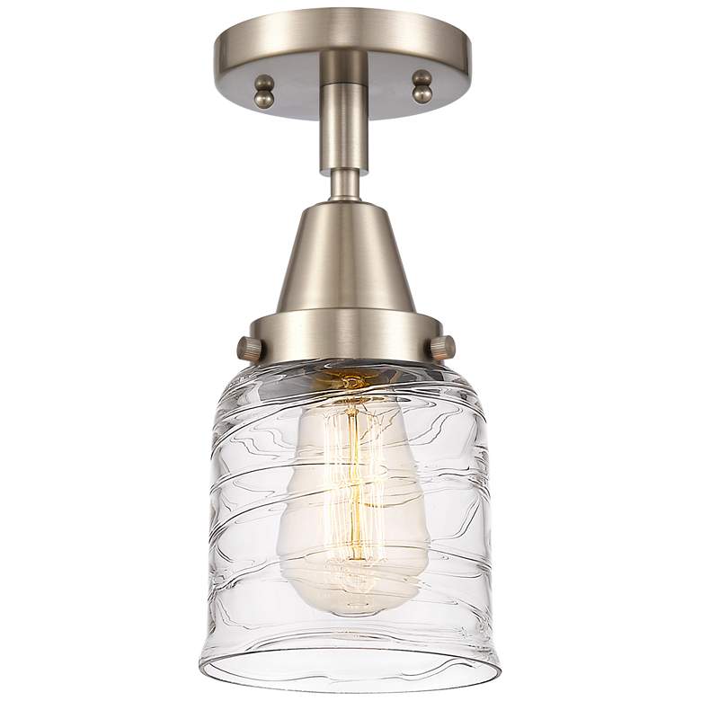 Image 1 Caden Bell 5" Flush Mount - Brushed Satin Nickel - Deco Swirl Shade