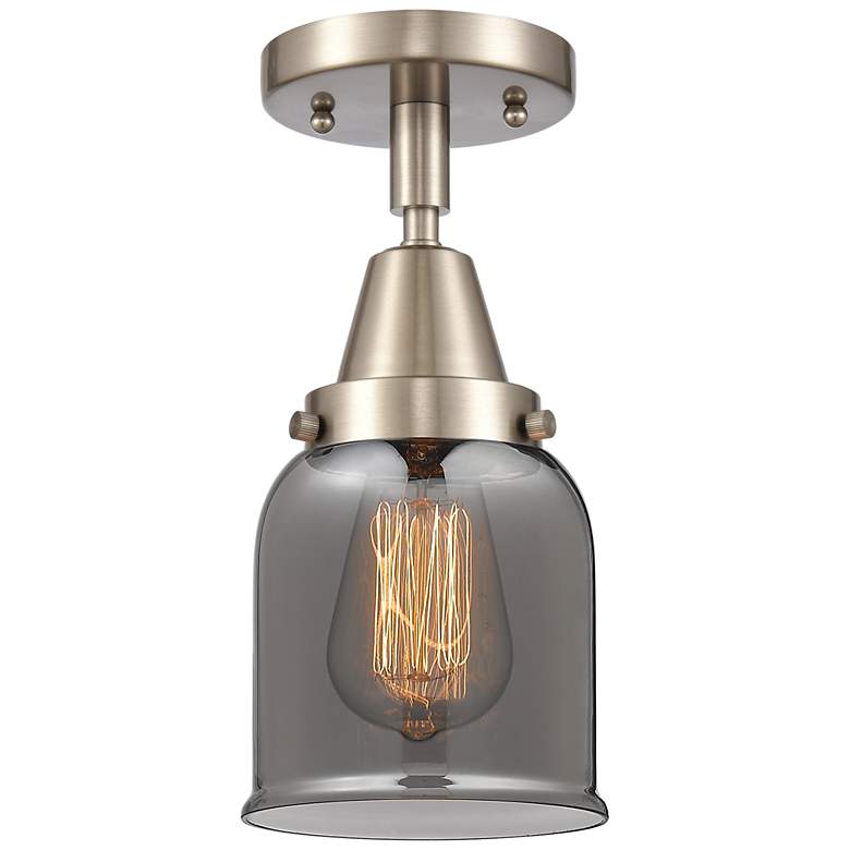Image 1 Caden Bell 5" Flush Mount - Brushed Satin Nickel - Plated Smoke Shade