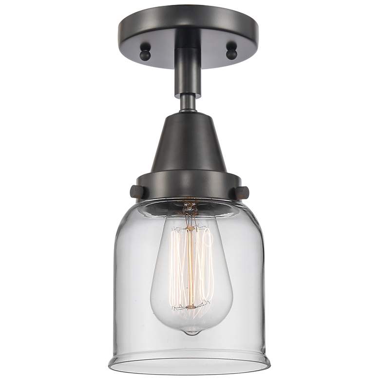 Image 1 Caden Bell 5" Flush Mount - Matte Black - Clear Shade