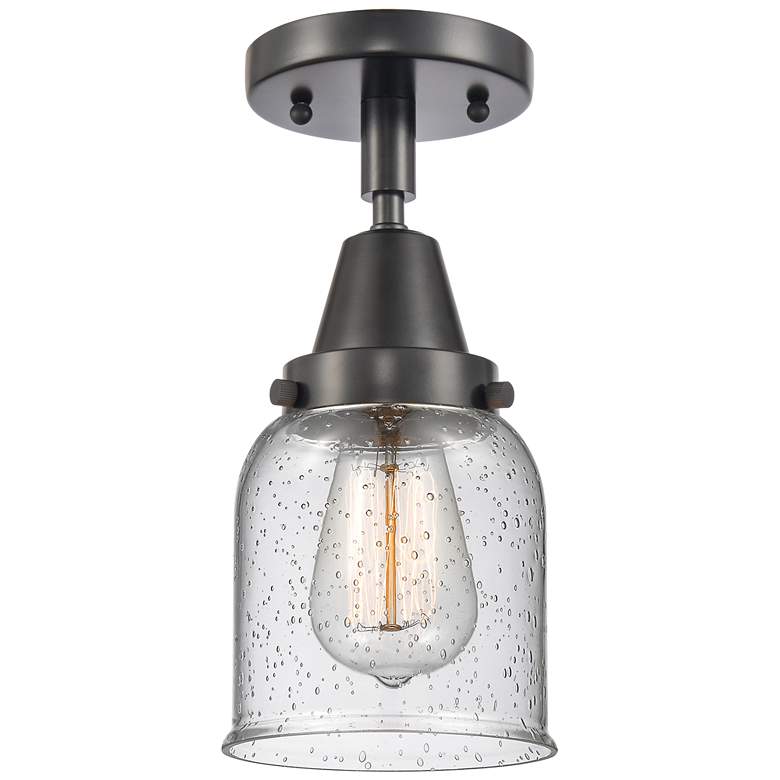 Image 1 Caden Bell 5" Flush Mount - Matte Black - Seedy Shade