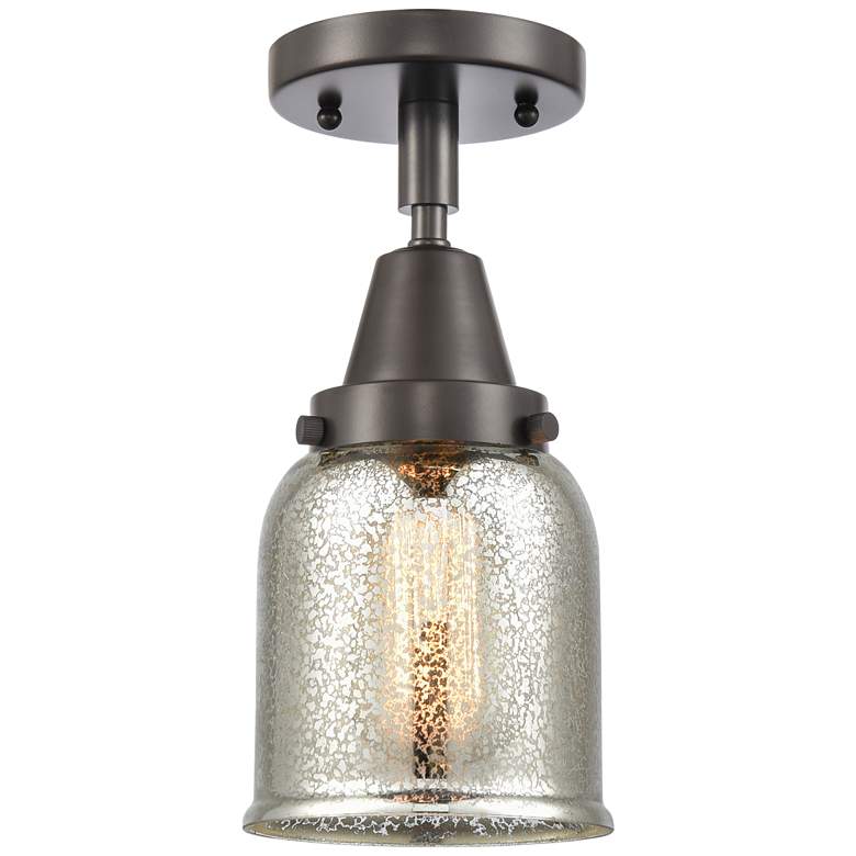 Image 1 Caden Bell 5" Flush Mount - Oil Rubbed Bronze - Silver Mercury Shade