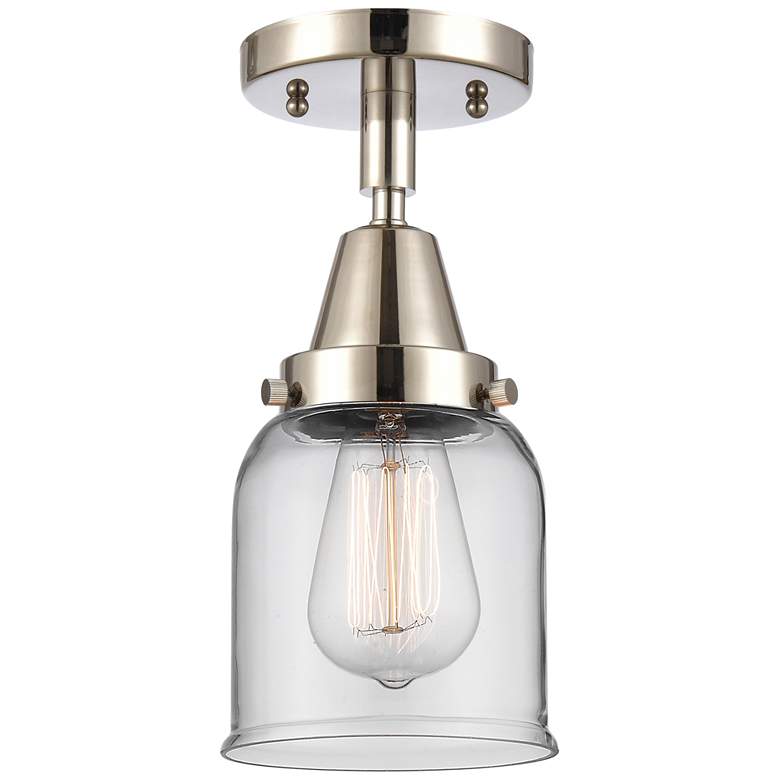 Image 1 Caden Bell 5" Flush Mount - Polished Nickel - Clear Shade