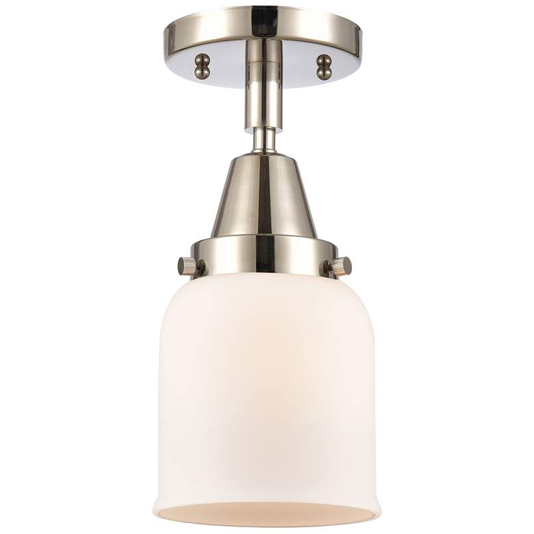 Image 1 Caden Bell 5 inch Flush Mount - Polished Nickel - Matte White Shade