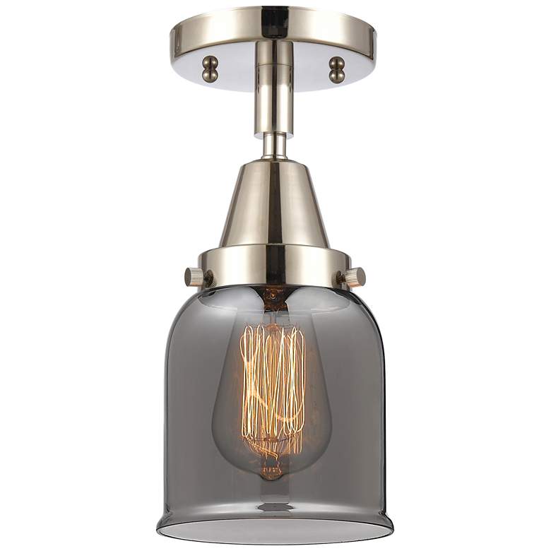 Image 1 Caden Bell 5 inch Flush Mount - Polished Nickel - Plated Smoke Shade