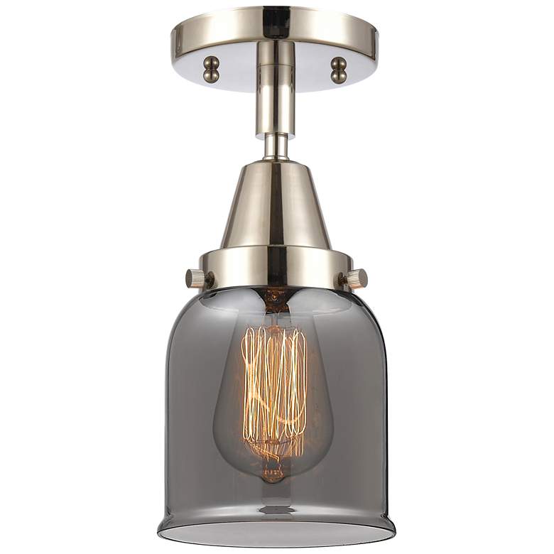 Image 1 Caden Bell 5" Flush Mount - Polished Nickel - Plated Smoke Shade