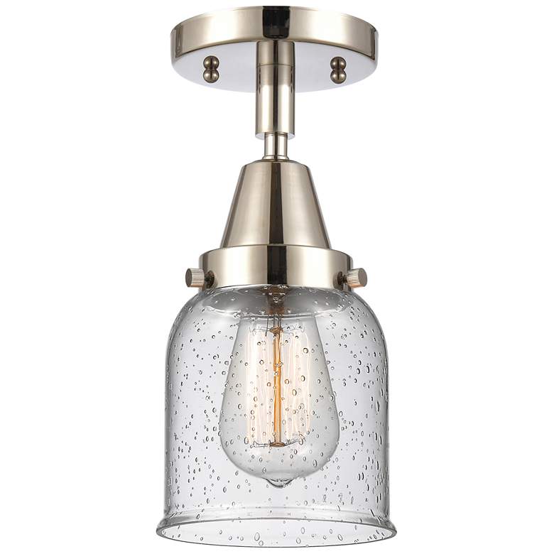 Image 1 Caden Bell 5 inch Flush Mount - Polished Nickel - Seedy Shade