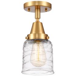 Caden Bell 5" Flush Mount - Satin Gold - Deco Swirl Shade