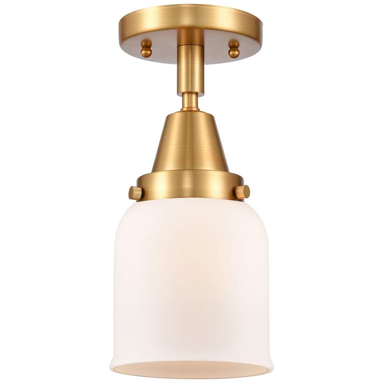 Image 1 Caden Bell 5" Flush Mount - Satin Gold - Matte White Shade