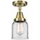 Caden Bell 5" LED Flush Mount - Antique Brass - Clear Shade
