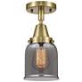 Caden Bell 5" LED Flush Mount - Antique Brass - Plated Smoke Shade