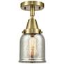 Caden Bell 5" LED Flush Mount - Antique Brass - Silver Mercury Shade
