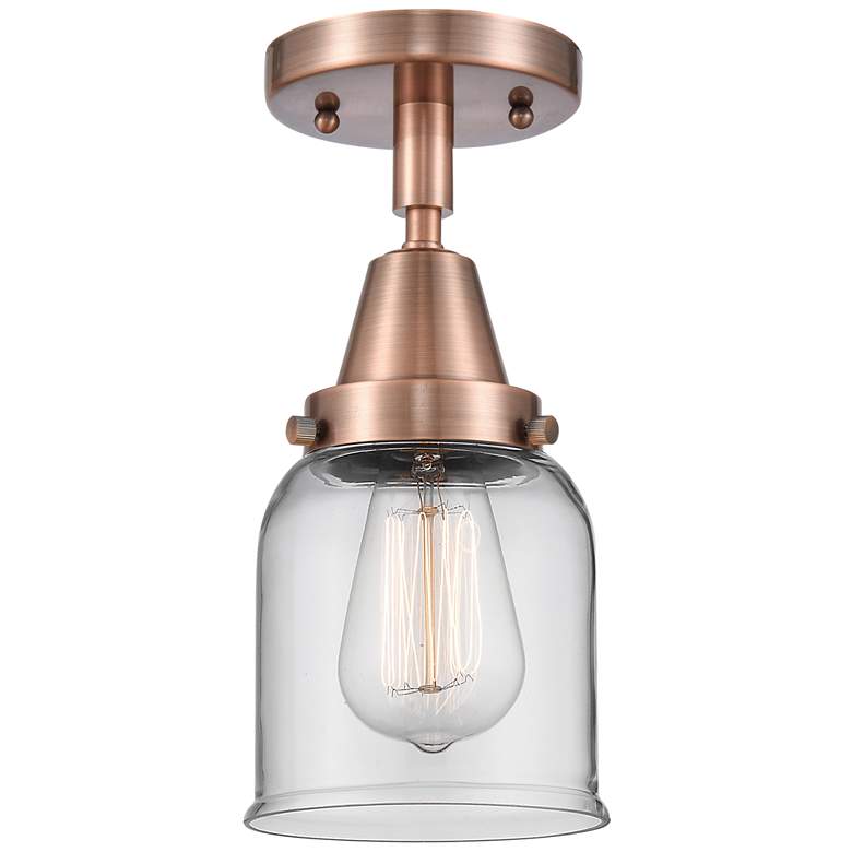 Image 1 Caden Bell 5 inch LED Flush Mount - Antique Copper - Clear Shade