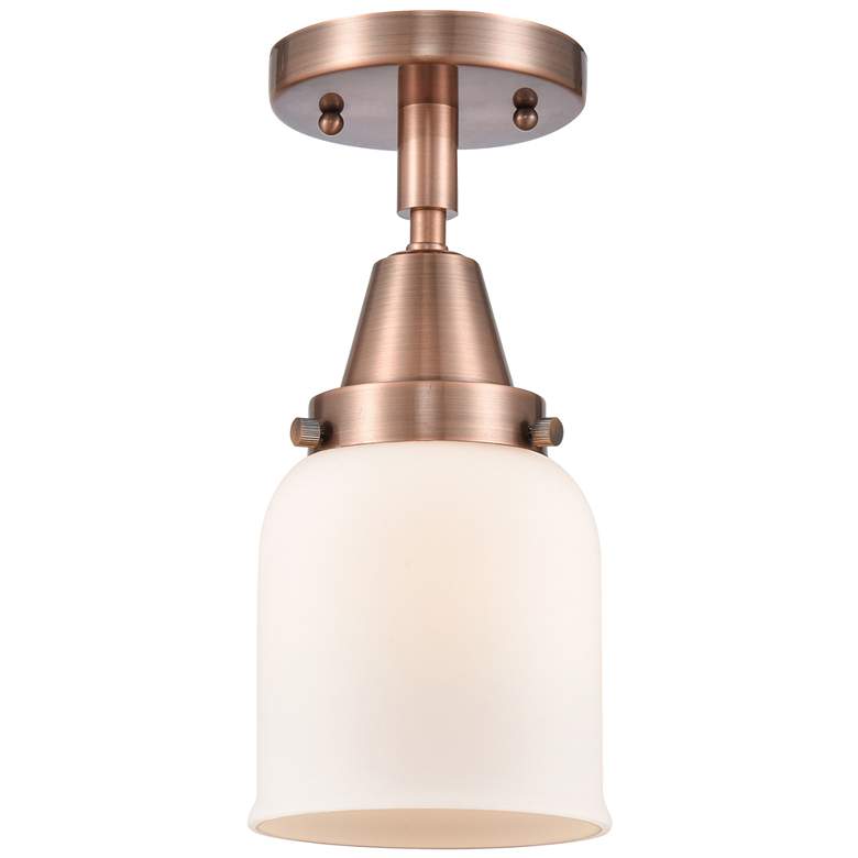 Image 1 Caden Bell 5" LED Flush Mount - Antique Copper - Matte White Shade