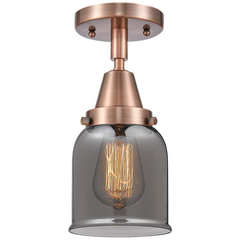 Image 1 Caden Bell 5" LED Flush Mount - Antique Copper - Plated Smoke Shade