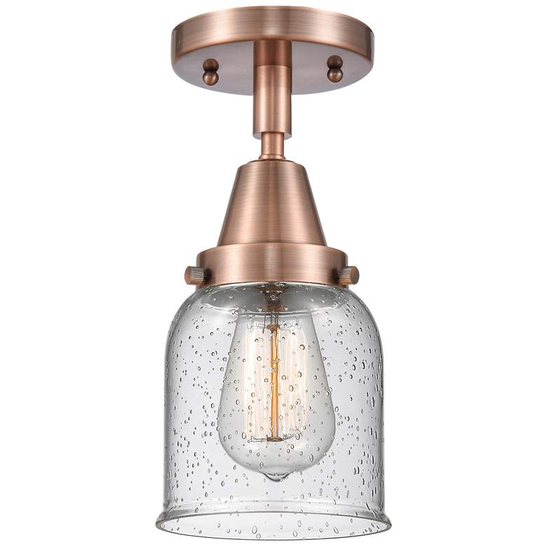 Image 1 Caden Bell 5" LED Flush Mount - Antique Copper - Seedy Shade