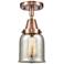 Caden Bell 5" LED Flush Mount - Antique Copper - Silver Mercury Shade