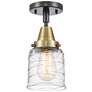 Caden Bell 5" LED Flush Mount - Black Antique Brass - Deco Swirl Shade