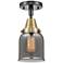 Caden Bell 5" LED Flush Mount - Black Antique Brass - Plated Smoke Sha