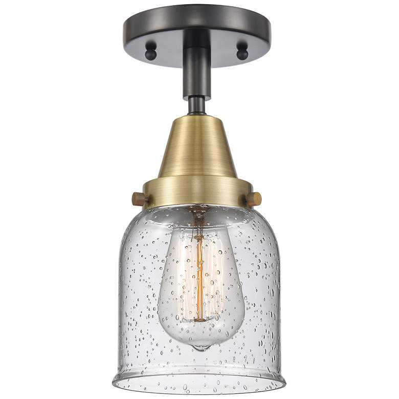 Image 1 Caden Bell 5" LED Flush Mount - Black Antique Brass - Seedy Shade