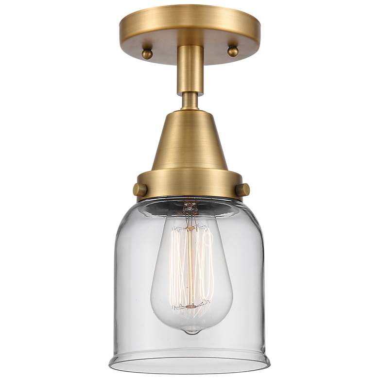 Image 1 Caden Bell 5 inch LED Flush Mount - Brushed Brass - Clear Shade