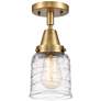 Caden Bell 5" LED Flush Mount - Brushed Brass - Deco Swirl Shade