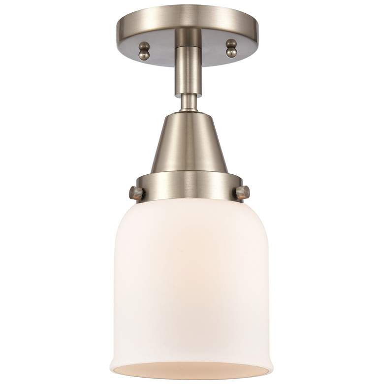Image 1 Caden Bell 5" LED Flush Mount - Brushed Satin Nickel - Matte White Sha