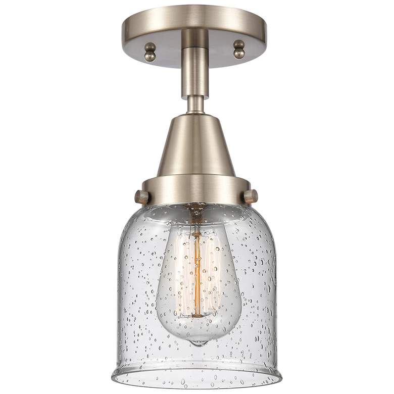 Image 1 Caden Bell 5" LED Flush Mount - Brushed Satin Nickel - Seedy Shade