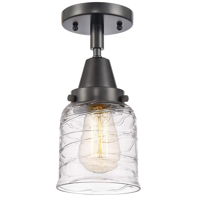 Image 1 Caden Bell 5" LED Flush Mount - Matte Black - Deco Swirl Shade