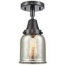 Caden Bell 5" LED Flush Mount - Matte Black - Silver Mercury Shade