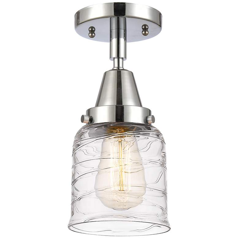 Image 1 Caden Bell 5 inch LED Flush Mount - Polished Chrome - Deco Swirl Shade