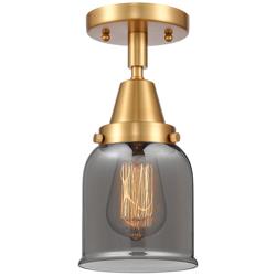 Caden Bell 5" LED Flush Mount - Satin Gold - Plated Smoke Shade