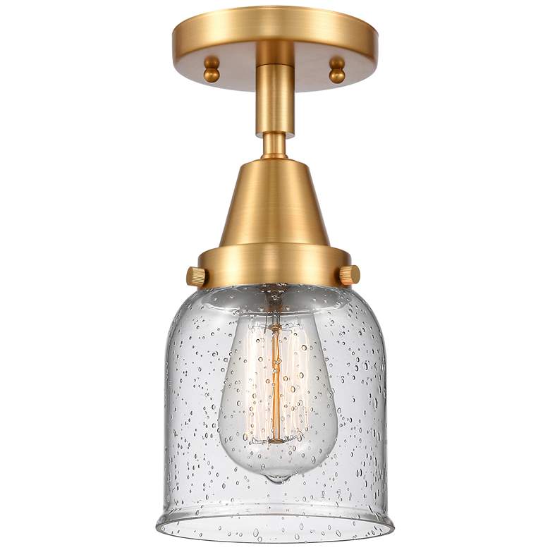 Image 1 Caden Bell 5" LED Flush Mount - Satin Gold - Seedy Shade