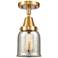Caden Bell 5" LED Flush Mount - Satin Gold - Silver Mercury Shade
