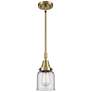 Caden Bell 5" Wide Antique Brass Stem Hung Mini Pendant w/ Clear Shade
