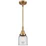 Caden Bell 5" Wide Brushed Brass Stem Hung Mini Pendant w/ Clear Shade