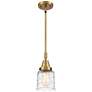 Caden Bell 5" Wide Brushed Brass Stem Hung Mini Pendant w/ Deco Swirl