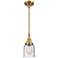 Caden Bell 5" Wide Brushed Brass Stem Hung Mini Pendant w/ Seedy Shade