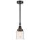 Caden Bell 5" Wide Matte Black Stem Hung Mini Pendant w/ Deco Swirl Sh