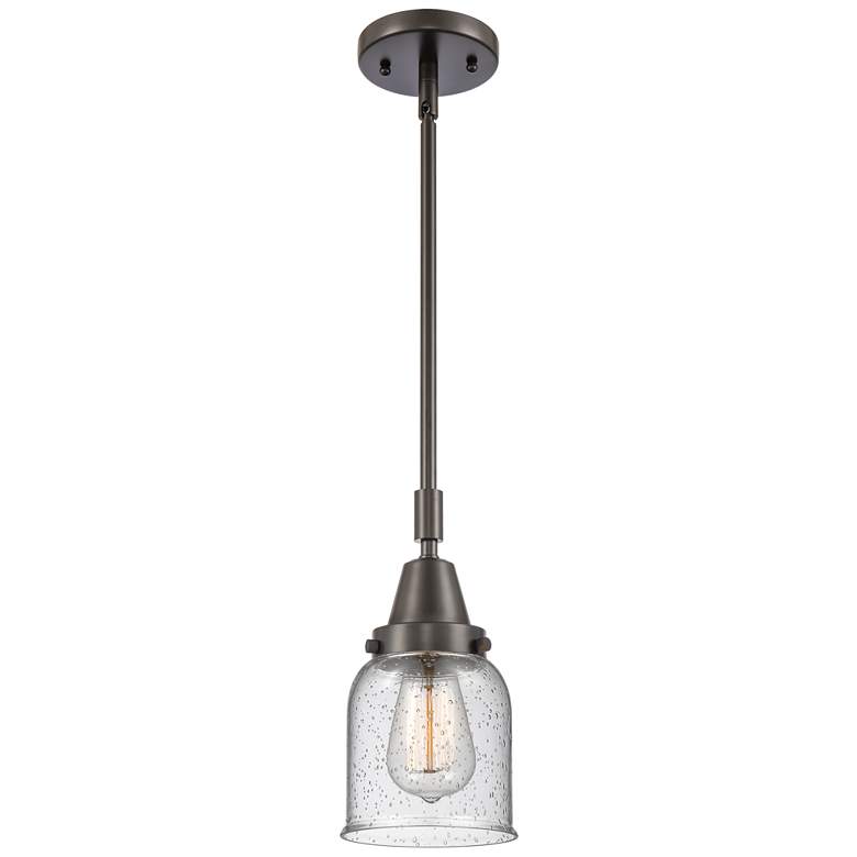 Image 1 Caden Bell 5" Wide Oil Rubbed Bronze Stem Hung Mini Pendant w/ Seedy S
