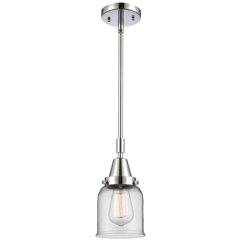 Image 1 Caden Bell 5" Wide Polished Chrome Stem Hung Mini Pendant w/ Clear Sha