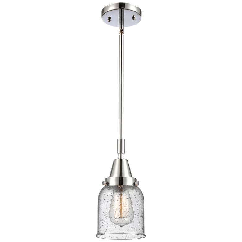 Image 1 Caden Bell 5" Wide Polished Chrome Stem Hung Mini Pendant w/ Seedy Sha